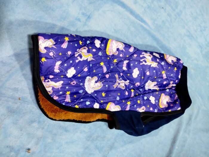 Chaleco matelasse con corderito para perros con unicornios