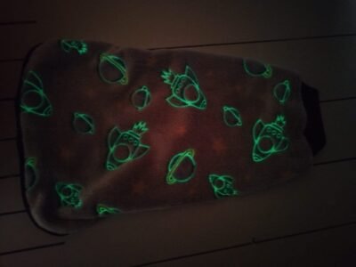 chaleco polar luminoso para perros que brillan en la oscuridad gris/cohetes brillando atras