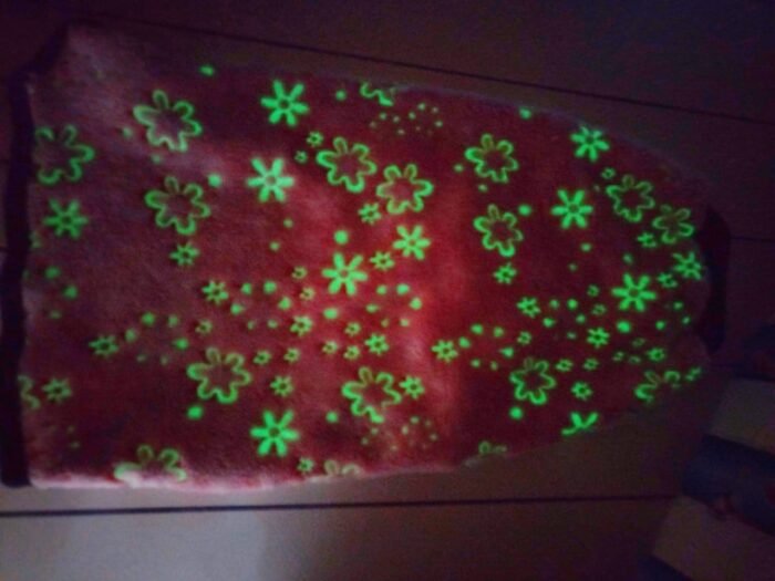 chaleco polar luminoso para perros que brillan en la oscuridad rosa/flores brillando atras